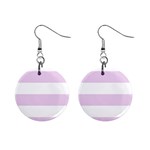 Horizontal Stripes - White and Thistle Violet 1  Button Earrings