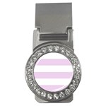 Horizontal Stripes - White and Thistle Violet Money Clip (CZ)