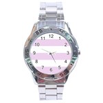 Horizontal Stripes - White and Thistle Violet Stainless Steel Analogue Watch