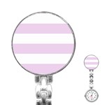 Horizontal Stripes - White and Thistle Violet Stainless Steel Nurses Watch