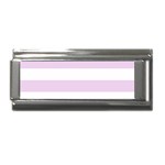 Horizontal Stripes - White and Thistle Violet Superlink Italian Charm (9mm)