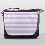 Horizontal Stripes - White and Thistle Violet Messenger Bag