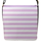 Horizontal Stripes - White and Thistle Violet Flap Closure Messenger Bag (S)