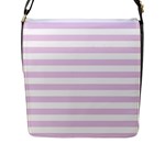 Horizontal Stripes - White and Thistle Violet Flap Closure Messenger Bag (L)