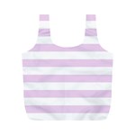 Horizontal Stripes - White and Thistle Violet Full Print Recycle Bag (M)