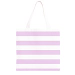 Horizontal Stripes - White and Thistle Violet Grocery Light Tote Bag