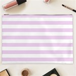 Horizontal Stripes - White and Thistle Violet Cosmetic Bag (XXL)
