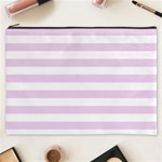 Horizontal Stripes - White and Thistle Violet Cosmetic Bag (XXXL)