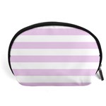 Horizontal Stripes - White and Thistle Violet Accessory Pouch (Large)