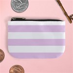 Horizontal Stripes - White and Thistle Violet Mini Coin Purse