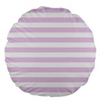 Horizontal Stripes - White and Thistle Violet Large 18  Premium Round Cushion