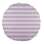 Horizontal Stripes - White and Thistle Violet Large 18  Premium Flano Round Cushion