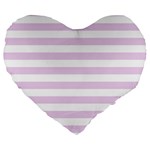 Horizontal Stripes - White and Thistle Violet Large 19  Premium Heart Shape Cushion