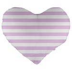 Horizontal Stripes - White and Thistle Violet Large 19  Premium Flano Heart Shape Cushion