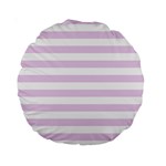 Horizontal Stripes - White and Thistle Violet Standard 15  Premium Round Cushion