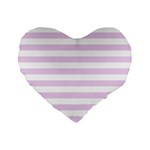 Horizontal Stripes - White and Thistle Violet Standard 16  Premium Heart Shape Cushion