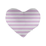 Horizontal Stripes - White and Thistle Violet Standard 16  Premium Flano Heart Shape Cushion