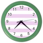 Horizontal Stripes - White and Thistle Violet Color Wall Clock