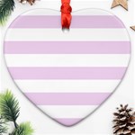 Horizontal Stripes - White and Thistle Violet Heart Ornament (Two Sides)