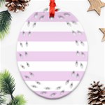 Horizontal Stripes - White and Thistle Violet Oval Filigree Ornament (Two Sides)