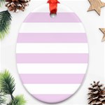 Horizontal Stripes - White and Thistle Violet Oval Ornament (Two Sides)