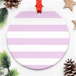 Horizontal Stripes - White and Thistle Violet Ornament (Round)