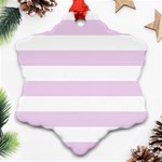 Horizontal Stripes - White and Thistle Violet Ornament (Snowflake)