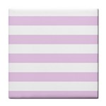 Horizontal Stripes - White and Thistle Violet Tile Coaster