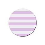 Horizontal Stripes - White and Thistle Violet Rubber Round Coaster (4 pack)