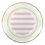 Horizontal Stripes - White and Thistle Violet Porcelain Plate