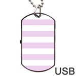 Horizontal Stripes - White and Thistle Violet Dog Tag USB Flash (Two Sides)
