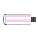 Horizontal Stripes - White and Thistle Violet Portable USB Flash (Two Sides)
