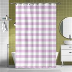 Horizontal Stripes - White and Thistle Violet Shower Curtain 48  x 72  (Small)