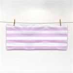 Horizontal Stripes - White and Thistle Violet Hand Towel