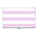 Horizontal Stripes - White and Thistle Violet Business Card Holder