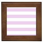 Horizontal Stripes - White and Thistle Violet Framed Tile