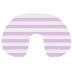 Horizontal Stripes - White and Thistle Violet Travel Neck Pillow