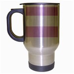 Horizontal Stripes - White and Thistle Violet Travel Mug (Silver Gray)