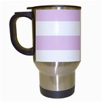 Horizontal Stripes - White and Thistle Violet Travel Mug (White)