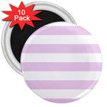 Horizontal Stripes - White and Thistle Violet 3  Magnet (10 pack)