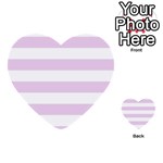 Horizontal Stripes - White and Thistle Violet Multi-purpose Cards (Heart)