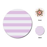 Horizontal Stripes - White and Thistle Violet Playing Cards (Round)