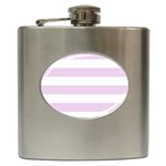 Horizontal Stripes - White and Thistle Violet Hip Flask (6 oz)