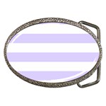 Horizontal Stripes - White and Pale Lavender Violet Belt Buckle