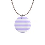 Horizontal Stripes - White and Pale Lavender Violet 1  Button Necklace