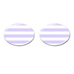 Horizontal Stripes - White and Pale Lavender Violet Cufflinks (Oval)