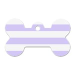 Horizontal Stripes - White and Pale Lavender Violet Dog Tag Bone (One Side)