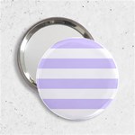Horizontal Stripes - White and Pale Lavender Violet 2.25  Handbag Mirror