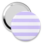 Horizontal Stripes - White and Pale Lavender Violet 3  Handbag Mirror