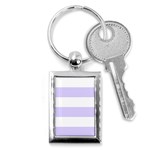 Horizontal Stripes - White and Pale Lavender Violet Key Chain (Rectangle)
